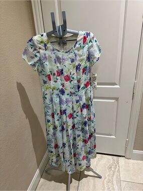 D. Stevens White Floral Girls' Dress with Pink, Purple & Green Accents